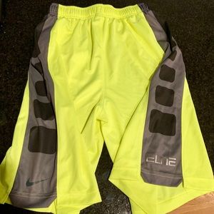 Nike Boys Elite Dri Fit basketball shorts neon lg.